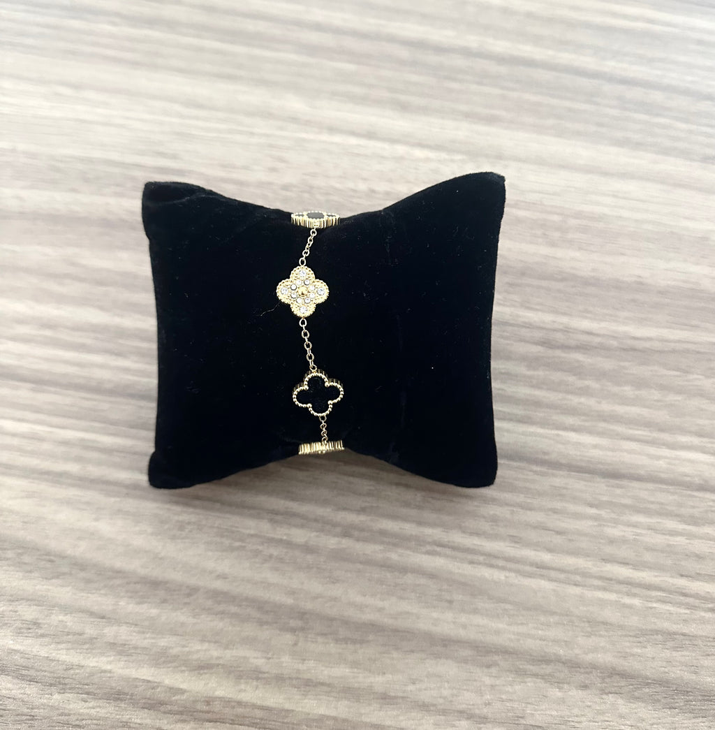 Bracelet Clover Duo Black-Gold
