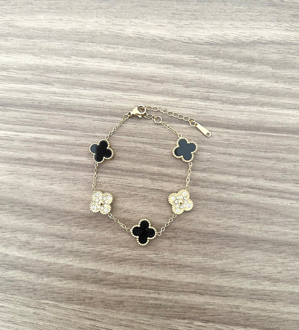 Bracelet Clover Duo Black-Gold