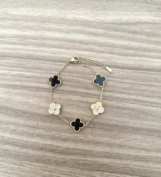 Bracelet Clover Duo Black-Gold