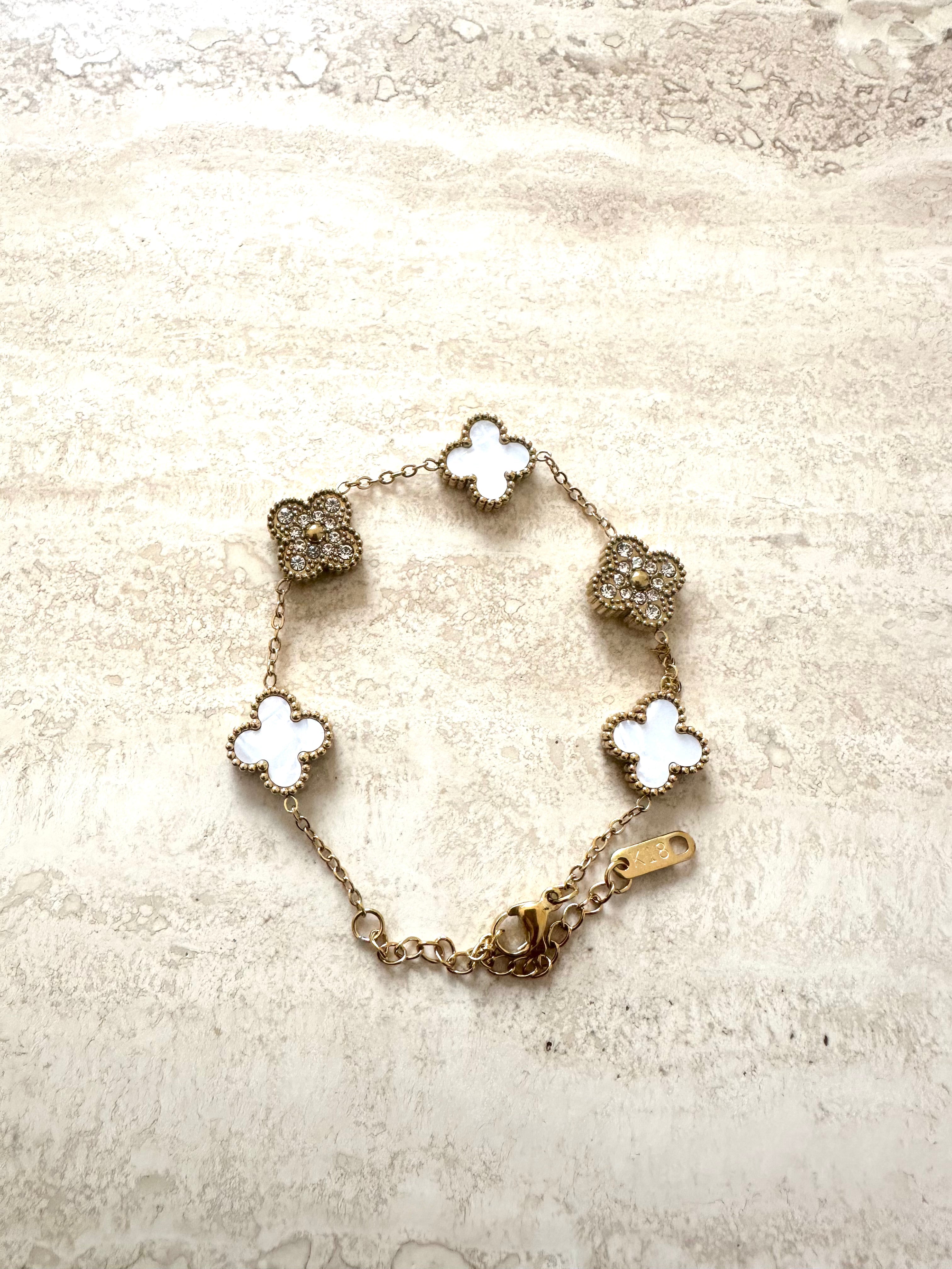 Bracelet Clover Duo White - Gold